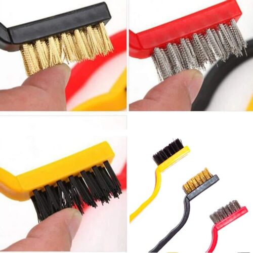 04_702b6c53-19f1-42d6-9c02-0fa4b4456522.jpg 3 Pc Mini Wire Brush Set for cleaning (Brass, Nylon, Stainless Steel Bristles)