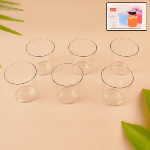 Apex Welcome Plastic Glass Set for Daily Use â€“ Set of 6