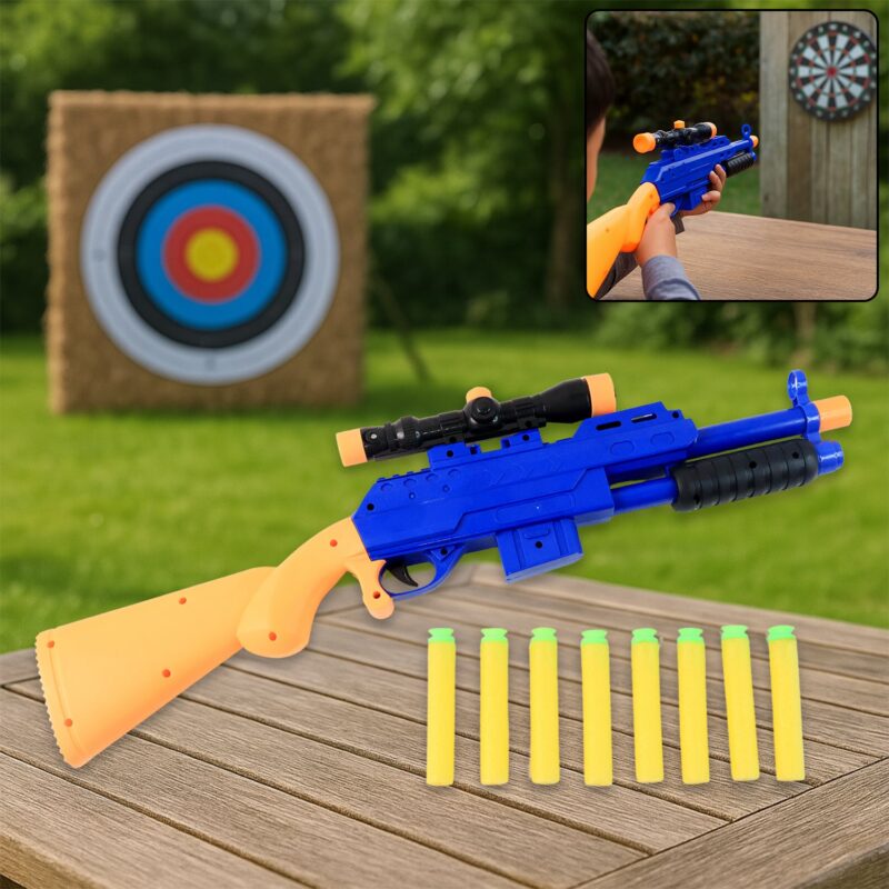 Shot Air Gun Toy with Scope and 8 Soft Foam Bullets Set