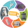 Multicolour Plastic Key Tags with Name Labels